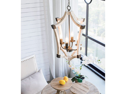 4 Light Chandelier, Hanging Light Fixture With Adjustable Chain For Kitchen, Bulb Not Included - Cream