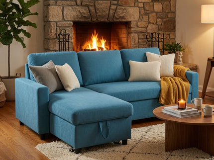 L - Shaped Convertible Sofa Bed With Storage Chaise