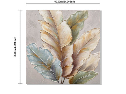 Botanical Leaf Wall Art, Textured Canvas Painting With Accents, Framed Decor For Living Room (Set of 2) - Green Leaf