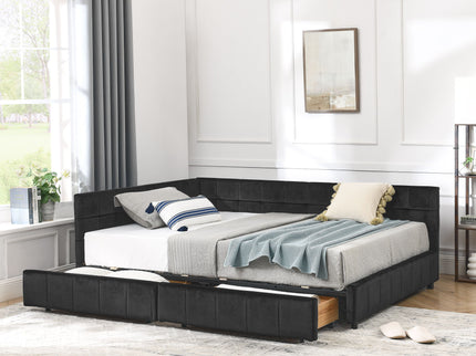 Storage Elegant Upholstered Tufted Bed Frame With Backrest And Armrests