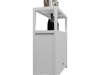 Bamboo Large Capacity Storage Cabinet With Shelves For Bathroom And Living Room - White