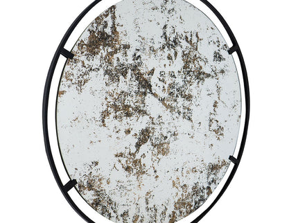 Theodor - Mirror With Industrial Design Round Mirror With Metal Frame For Wall Decor & Entryway Console Lean Against Wall - Black
