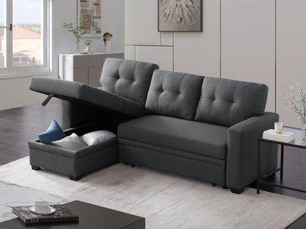 Upholstered Pull Out Sectional Sofa With Chaise
