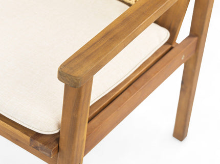 Preston - Outdoor Dining Chair With Cushion (Set of 2) - Teak / Beige