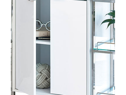 Parsley - 2 Door Bar Cabinet With Built In Charging Ports - Glossy White