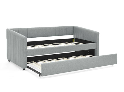 Upholstered Daybed With Trundle With Vertical Stripes