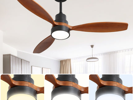Ceiling Fan With Reversible DC Motor, LED Light, Solid Blades, Remote Control
