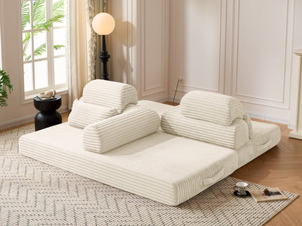 Convertible Sleeper Sofa With & Side Storage Pocket, Foldable Upholstered Couch For Living Room
