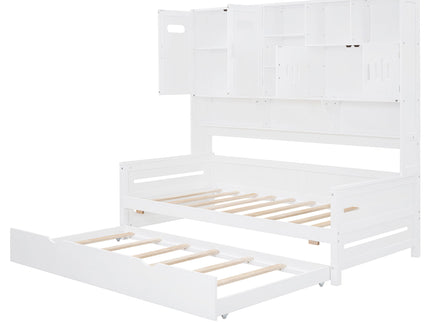 Daybed With All-In-One Cabinet And Shelf