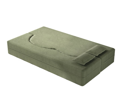 Modern Floor Sofa With 2 Pillows, Convertible Twin Size Folding Mattress For Living Room