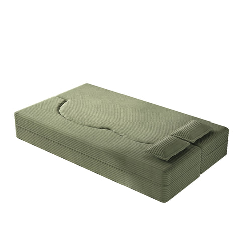 Modern Floor Sofa With 2 Pillows, Convertible Twin Size Folding Mattress For Living Room