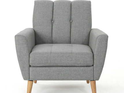Fabric Channel Stitch Club Chair With Tufted Back - Gray
