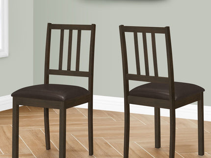 Dining Chair, Side, Upholstered For Dining Room, Transitional (Set of 2) - Brown