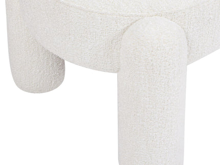 Hugo - Oval Fully Upholstered Bench - Milk Cream White