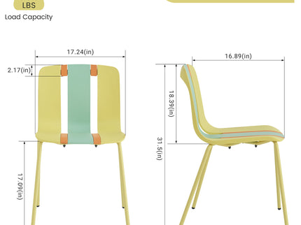 Modern Striped Blocking Single Chairs (Set of 4)