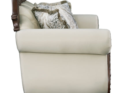 Pierce - Loveseat With 3 Pillows - Beige / Cherry