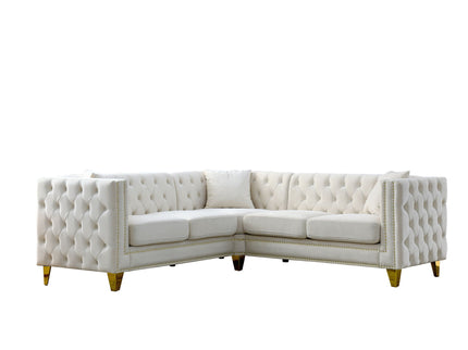 L-Shaped Corner Sofa, 5 Seater Sectional With Tufted Design