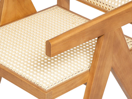 Chandigarh Arm Dining Chair With Natural Cane Design (Set of 2)