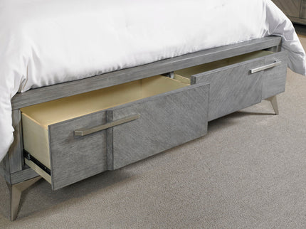 Storage Bed With Bookmatched Veneer