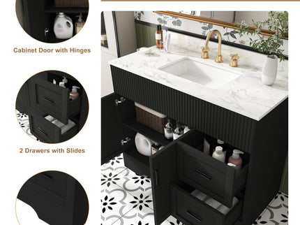 Bathroom Vanity Set, Soft Close Doors & Drawers, 3 Faucet Holes, Sink Included - Black