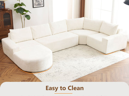 U-Shaped Oversized Modular Cloud Sectional Sofa With Deep Seat For Living Room