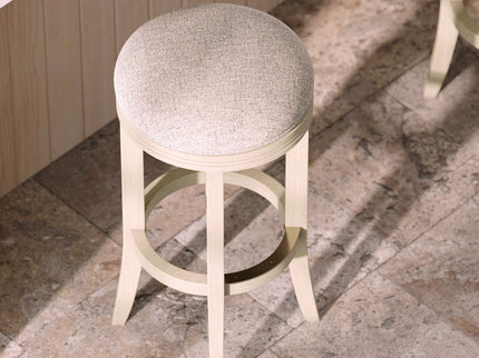 Backless Swivel Stool With Upholstered Seat