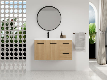 Wall Mounted Floating Bathroom Vanity With Sink, Door & Drawers Modular Cabinet