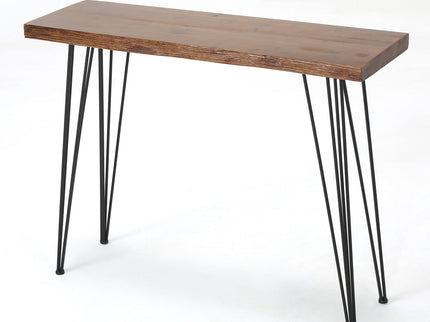 Modern Industrial Breakfast Bar Table, Metal Hairpin Legs & Wood Veneer Top - Natural