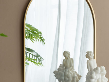 Arched Mirror With Metal Frame, Wall Mirror For Living Room Bedroom Entryway