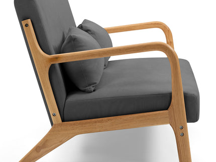 Leisure Chair With Solid Wood Armrest And Feet, Mid-Century Modern Accent Sofa, 2 Seat