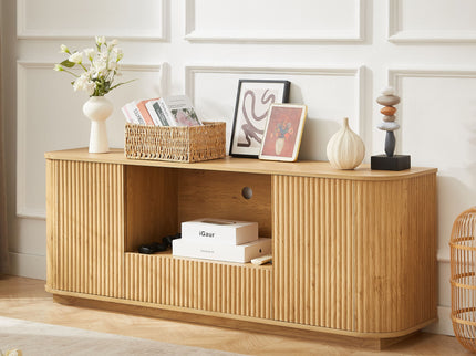 Modern Wavy TV Stand Rounded Sideboard With Storage Cabinet