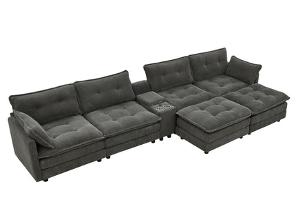 Oversized Modular Sectional Sofa With Multi Functional Console