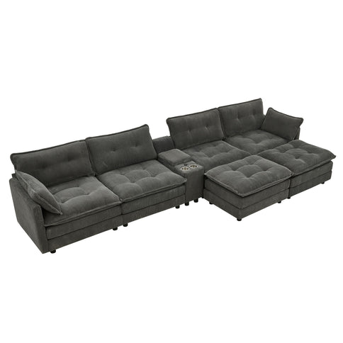 Oversized Modular Sectional Sofa With Multi Functional Console