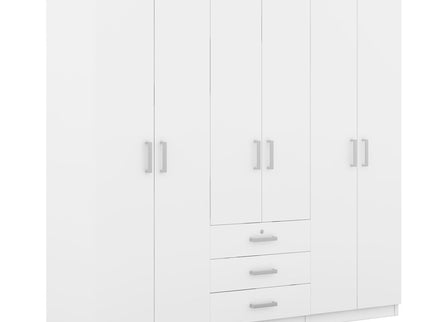 6 Doors Wardrobe Storage For Bedroom, With Big Drawers