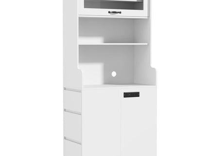 Pantry Cabinet With Hydraulic Flip Top And USB Charging Port