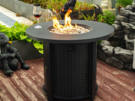 Propane Gas Fire Pit Table, 50000 Btu Round Steel Fire Pit