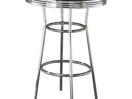 3 Piece Round 1950S Bistro Pub Bar Table Set - Black