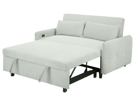 Pull-Out 2 Seat Modern Sleeper Sofa With 2 Throw Pillows And USB Ports