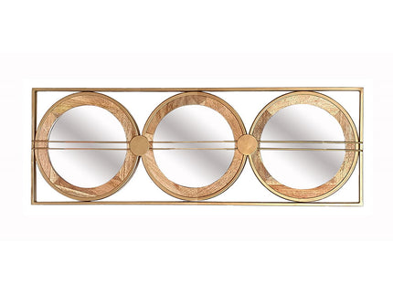 3 Mirror Piece Wall Mirror InRectangular Frame, Home Wall Decor For Bedroom Living Room - Brown