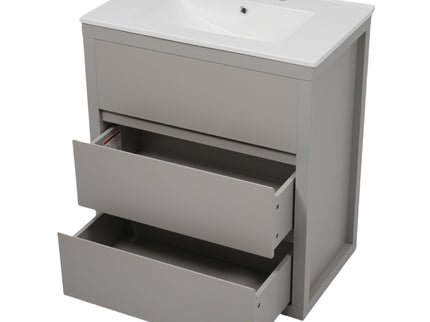 Double Sinks Bathroom Vanity Set With 2 Ceramic Basins