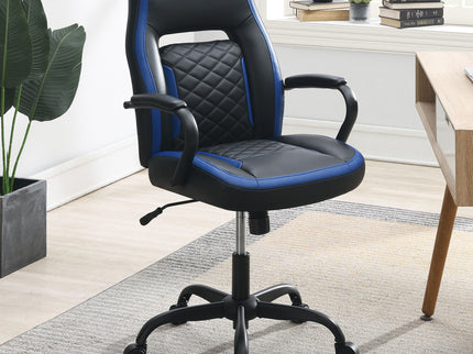 Ergonomic Office Chair With Armrests, Adjustable Design - Black / Blue