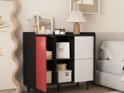 Modern Sideboard Buffet Cabinet With Doors And Unique Panel Styling