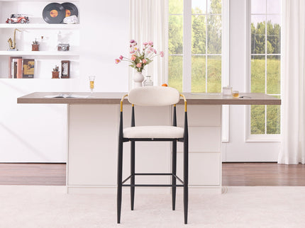 Upholstered Bar Stool With Accented Armrests For Kitchen Island (Set of 2) - Beige
