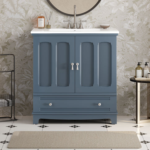 Bathroom Vanity With Sink, Cabinet With Adjustable Shelf And Drawer Divider