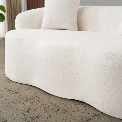 Curved Loveseat Sofa With Round Armrest