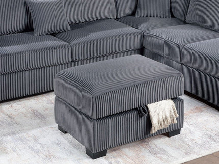 3 Piece Sectional Sofa With Reversible Chaise And USB Storage Ottoman