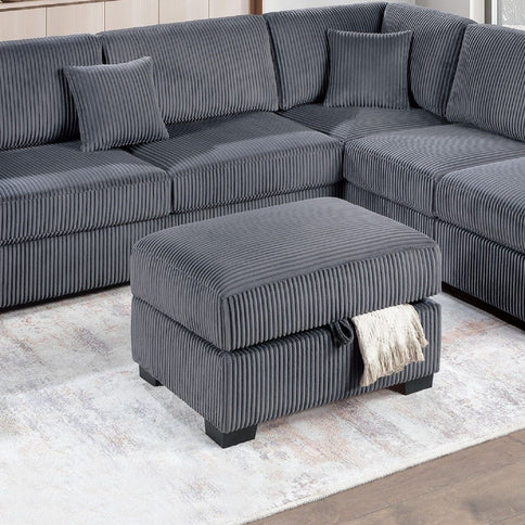 3 Piece Sectional Sofa With Reversible Chaise And USB Storage Ottoman