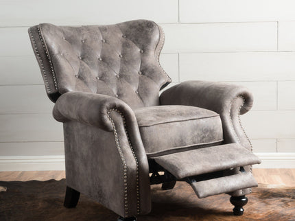 Accented Push Back Recliner Chair With Rolled Arms, Enjoy Cocooning Comfort