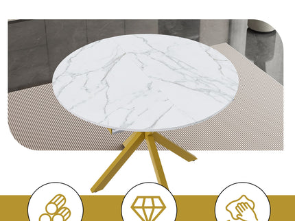 Round Dining Table With Extendable Blades, X Base