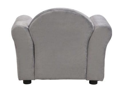 Kids Velvet Upholstered Chair With Ottoman For Comfortable Seating - Gray
